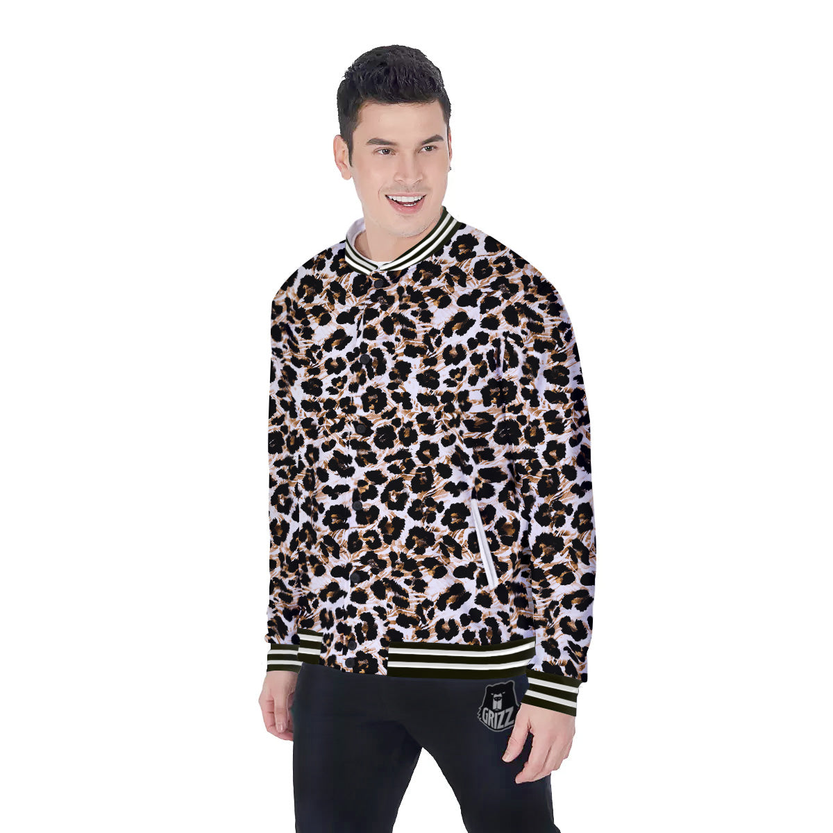 Abstract Watercolor Leopard Print Pattern Baseball Jacket-grizzshop