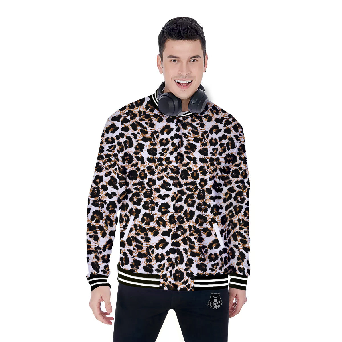 Abstract Watercolor Leopard Print Pattern Baseball Jacket-grizzshop