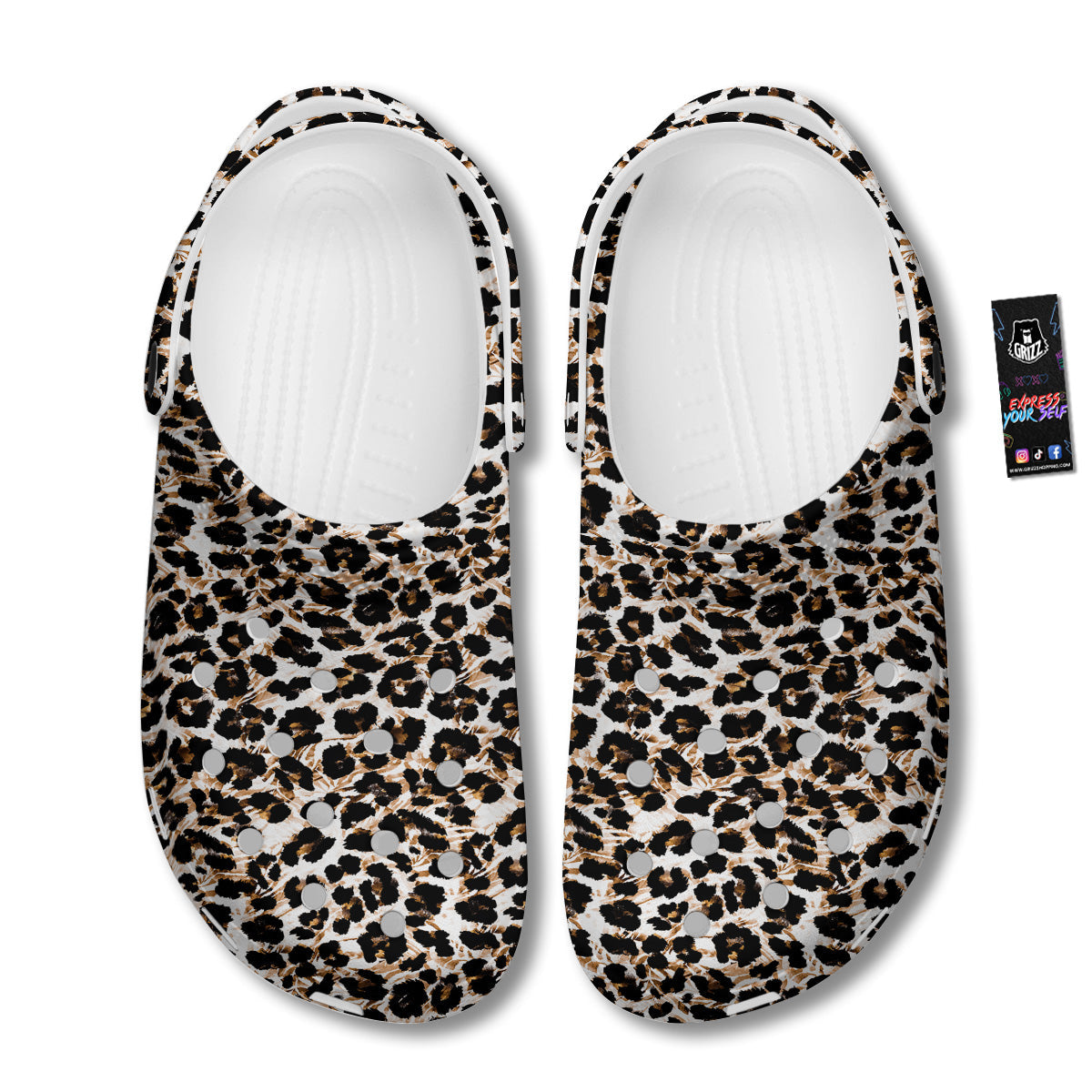 Abstract Watercolor Leopard Print Pattern Clog-grizzshop