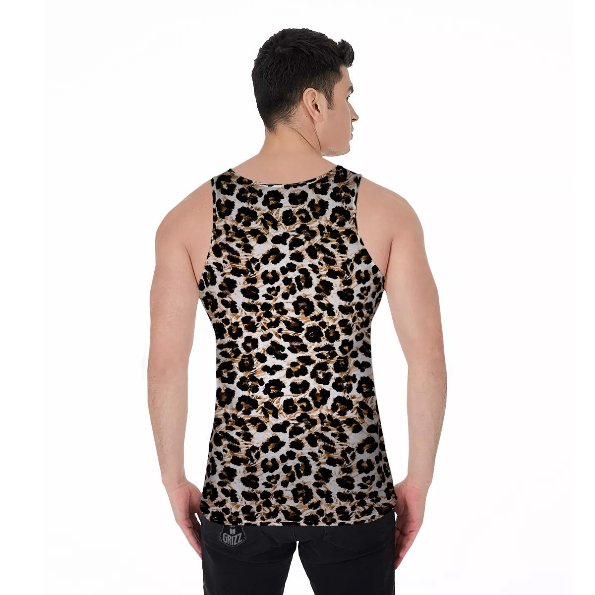 Abstract Watercolor Leopard Print Pattern Men's Tank Top-grizzshop