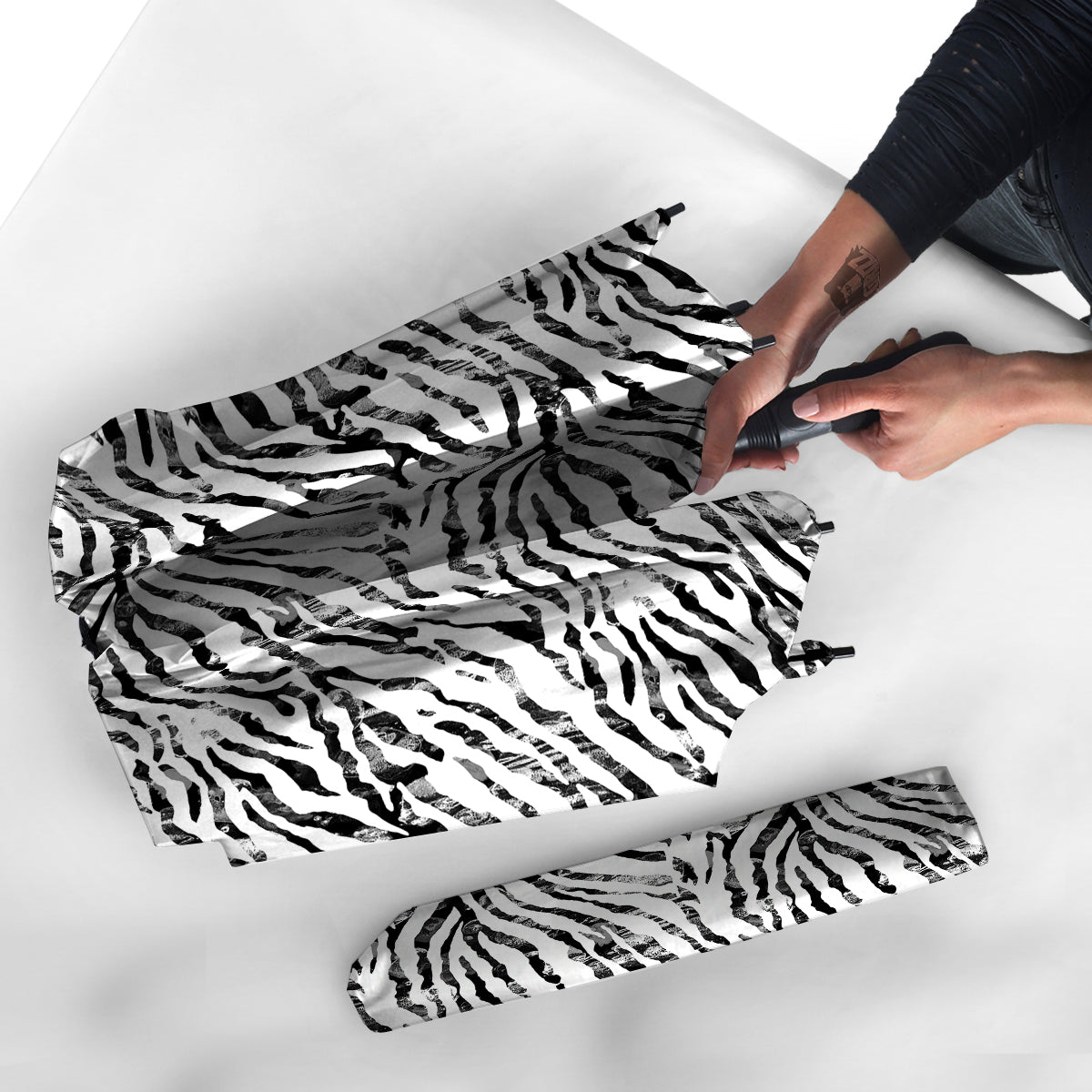 Abstract Watercolor Tie Dye Zebra Print Umbrella-grizzshop