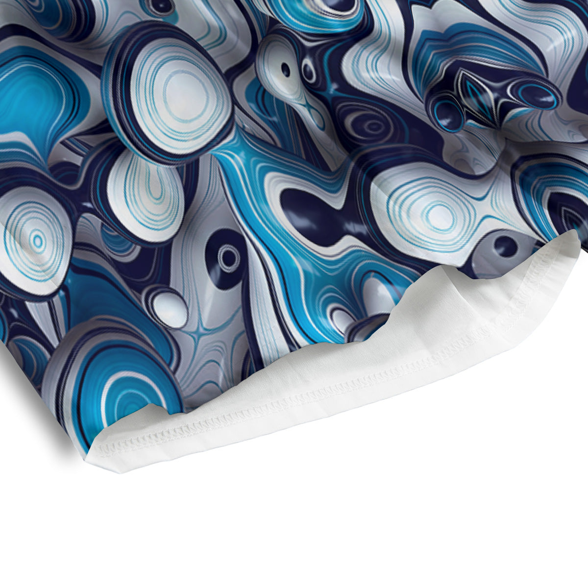 Abstract Wavy Bubbles Blue White Print Pattern Men's Athletic Shorts