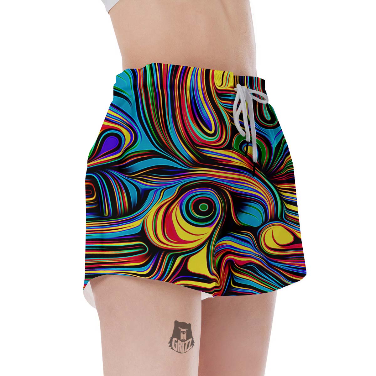 Abstract Wavy Women's Shorts-grizzshop