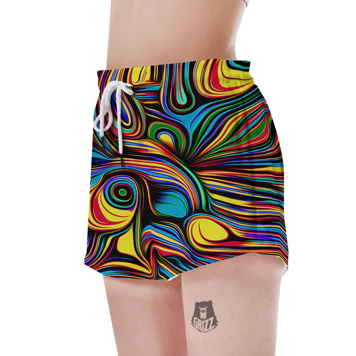 Abstract Wavy Women's Shorts-grizzshop