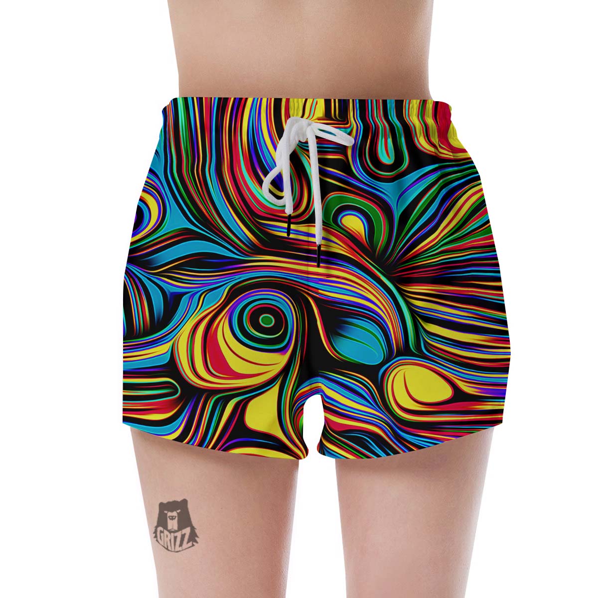 Abstract Wavy Women's Shorts-grizzshop