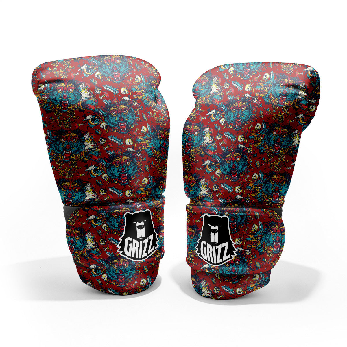 Abstract Wolf Fairy Tale Tattoo Print Pattern Pro Boxing Glove