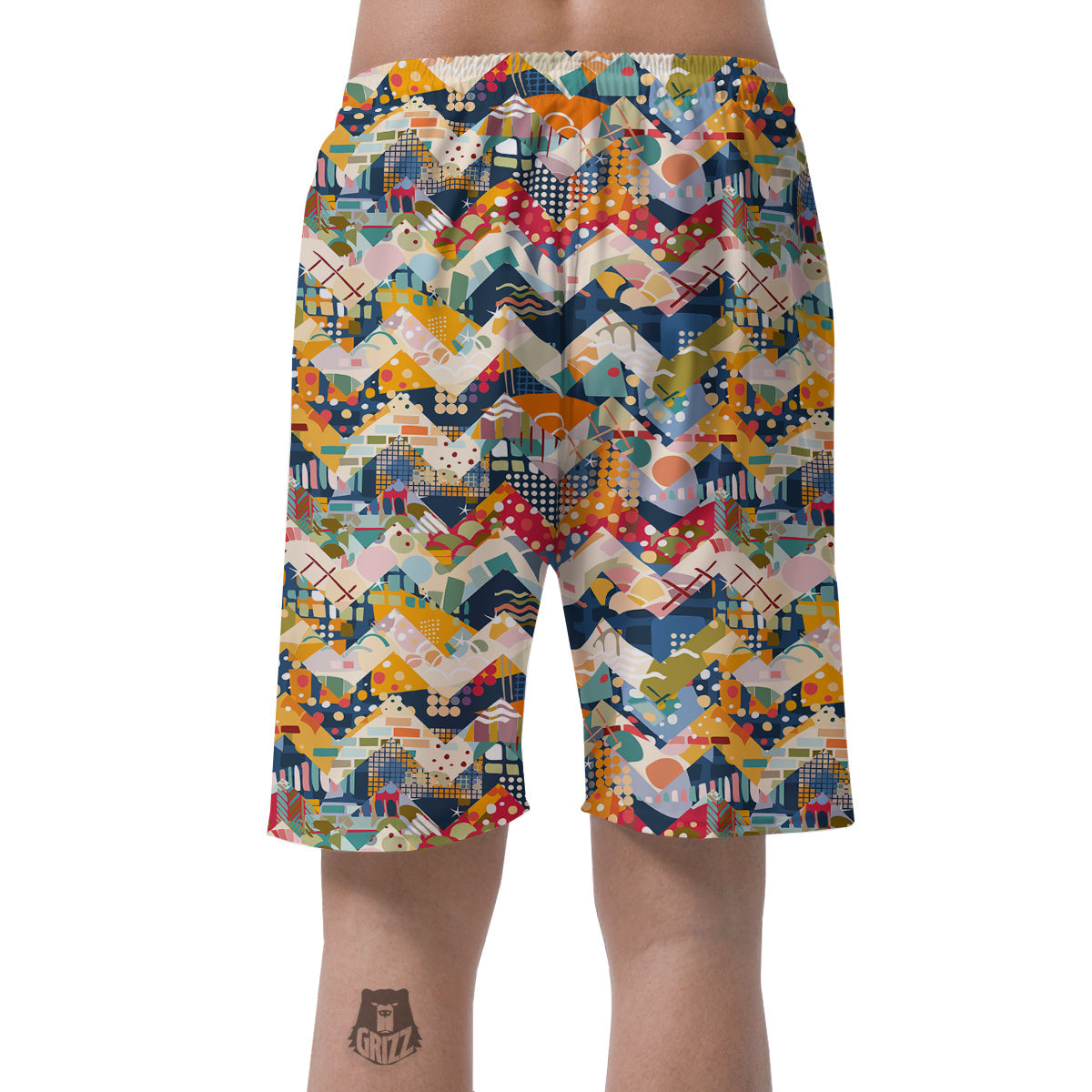 Abstract Zigzag Colorful Graffiti Style Print Pattern Men's Shorts-grizzshop