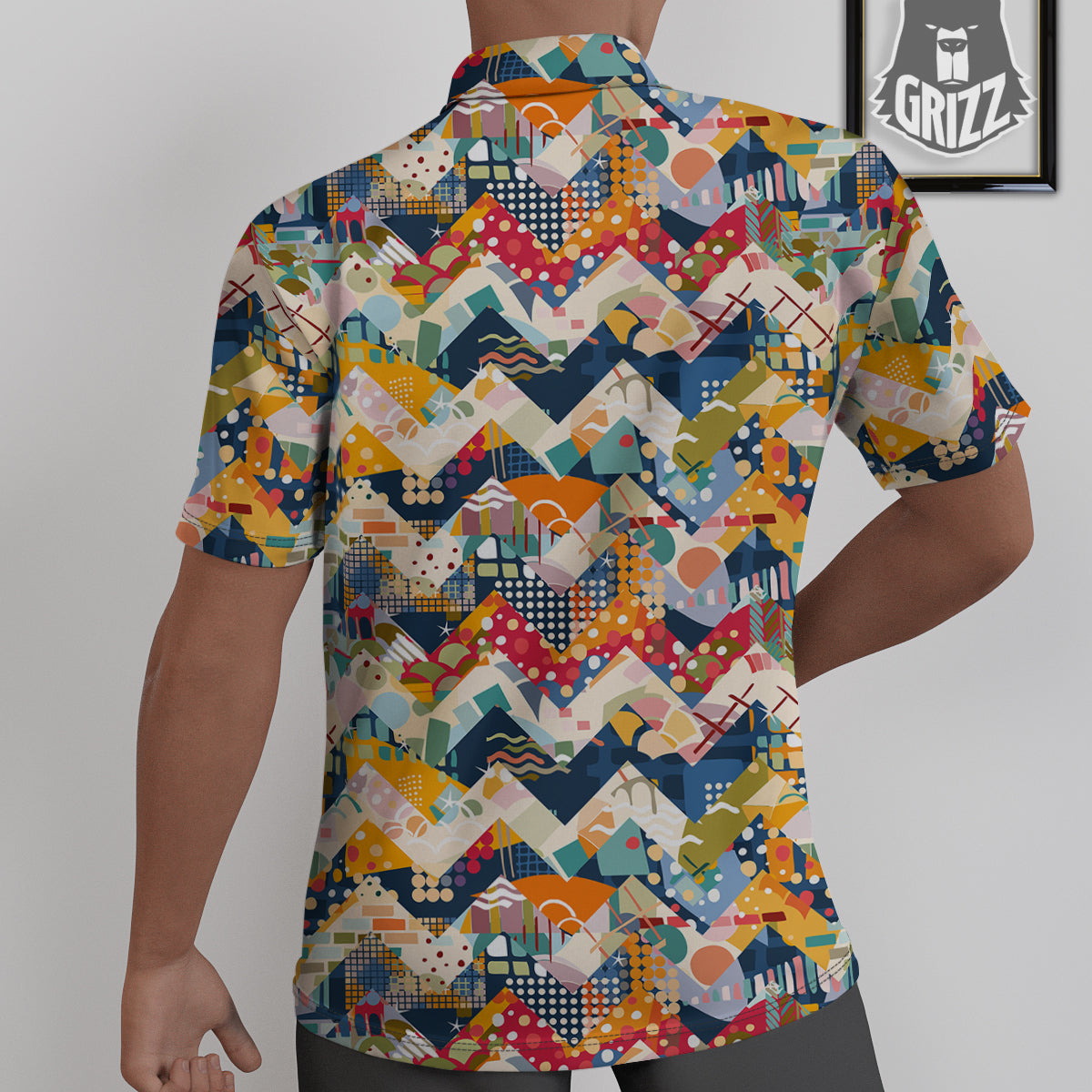 Abstract Zigzag Colorful Graffiti Style Print Pattern Untucked Shirts-grizzshop