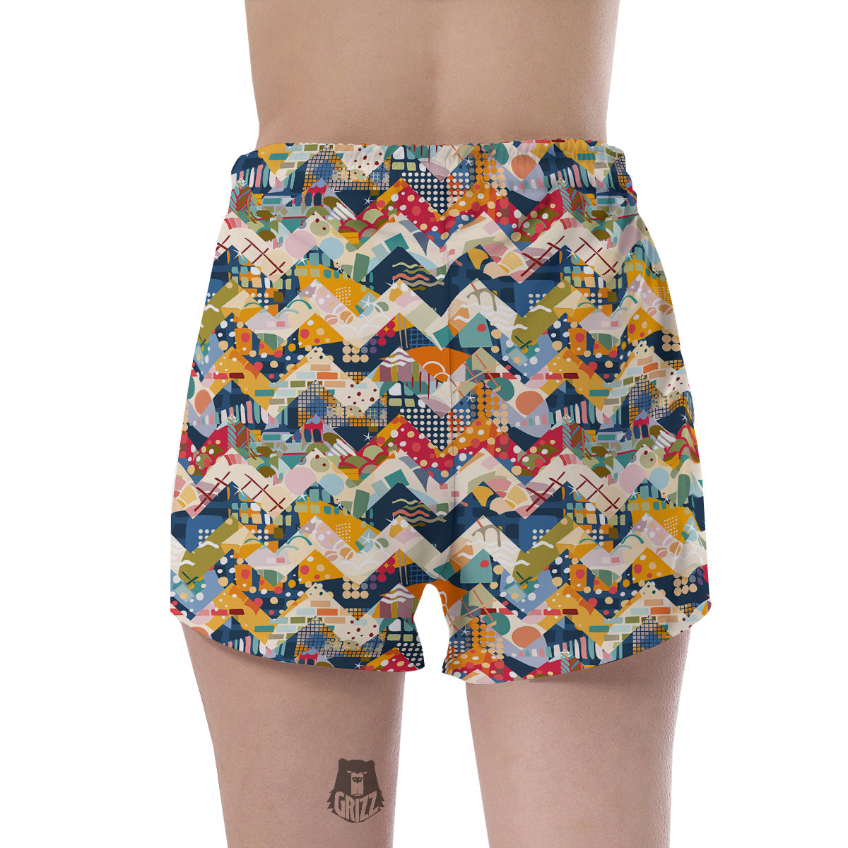Abstract Zigzag Colorful Graffiti Style Print Pattern Women's Shorts-grizzshop