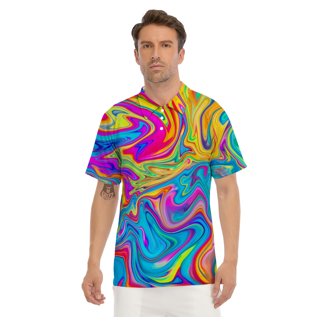 Abstract Mixing Ink Men's Golf Shirts-grizzshop