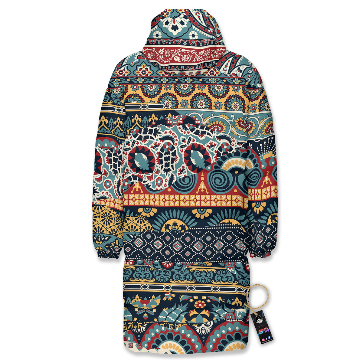 Abstract Arabian Paisley Print Long Down Jacket