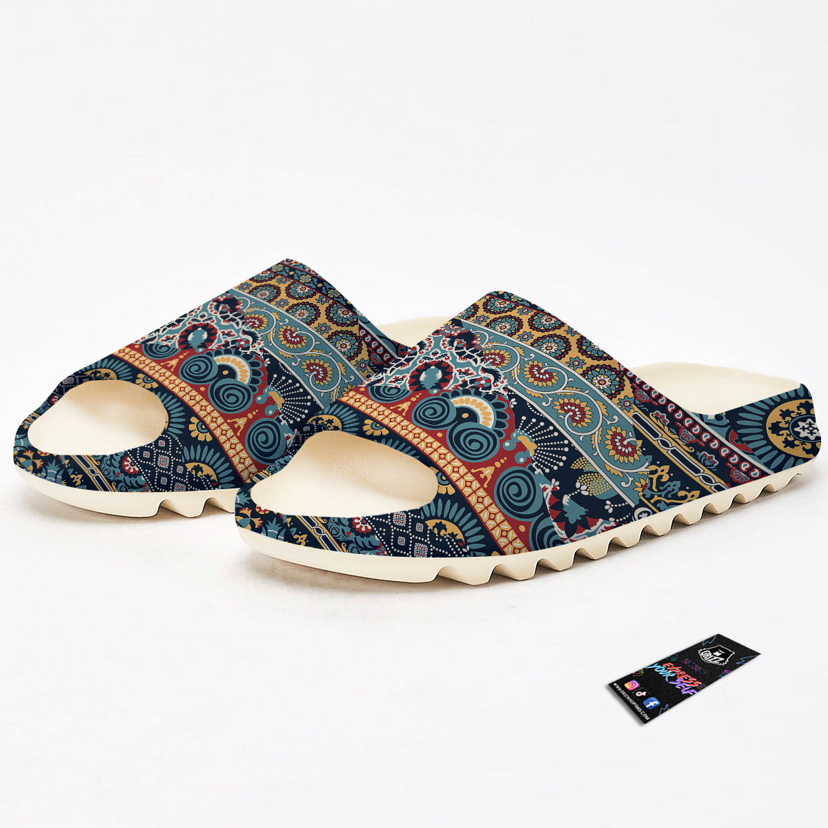 Abstract Arabian Paisley Print Sandals-grizzshop
