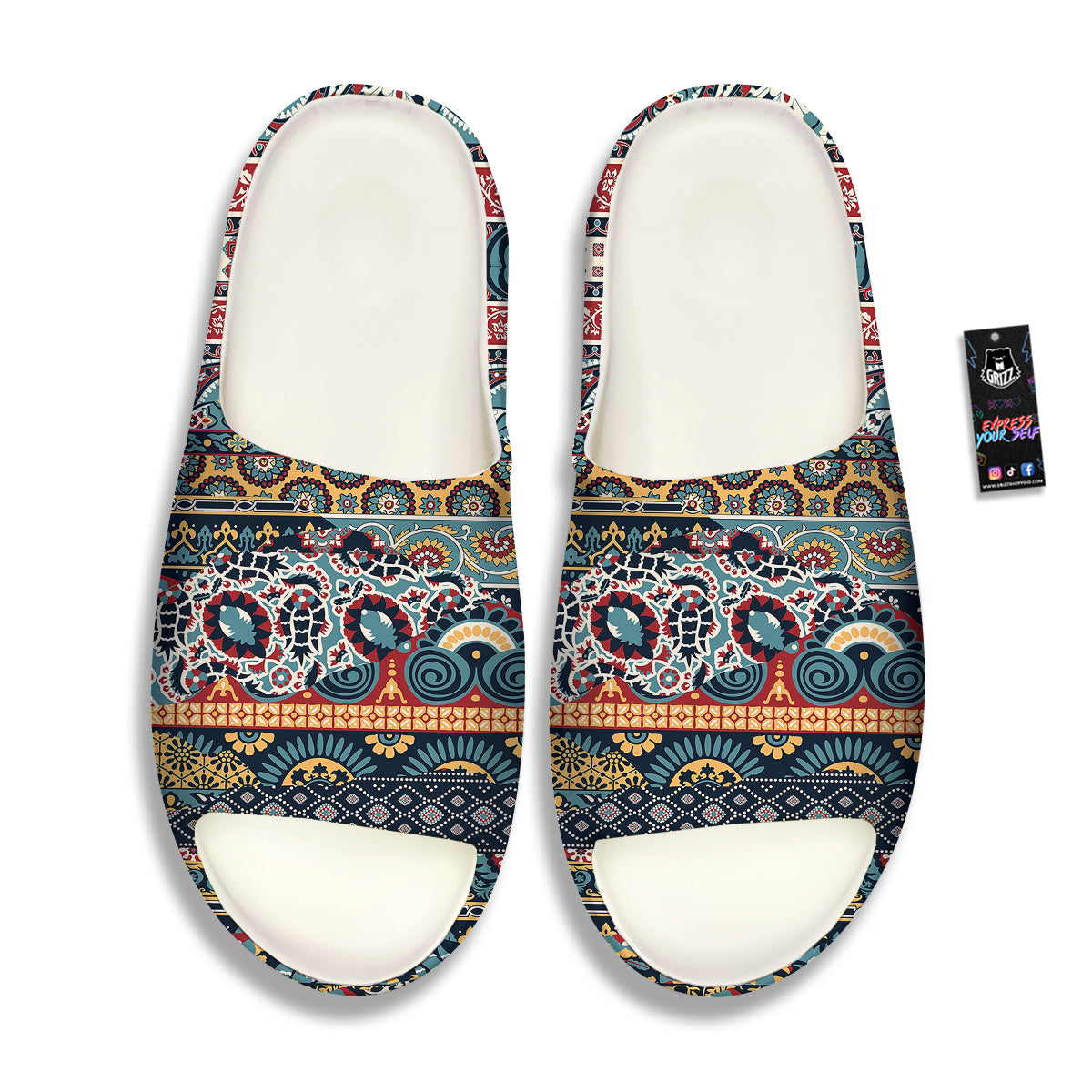 Abstract Arabian Paisley Print Sandals-grizzshop