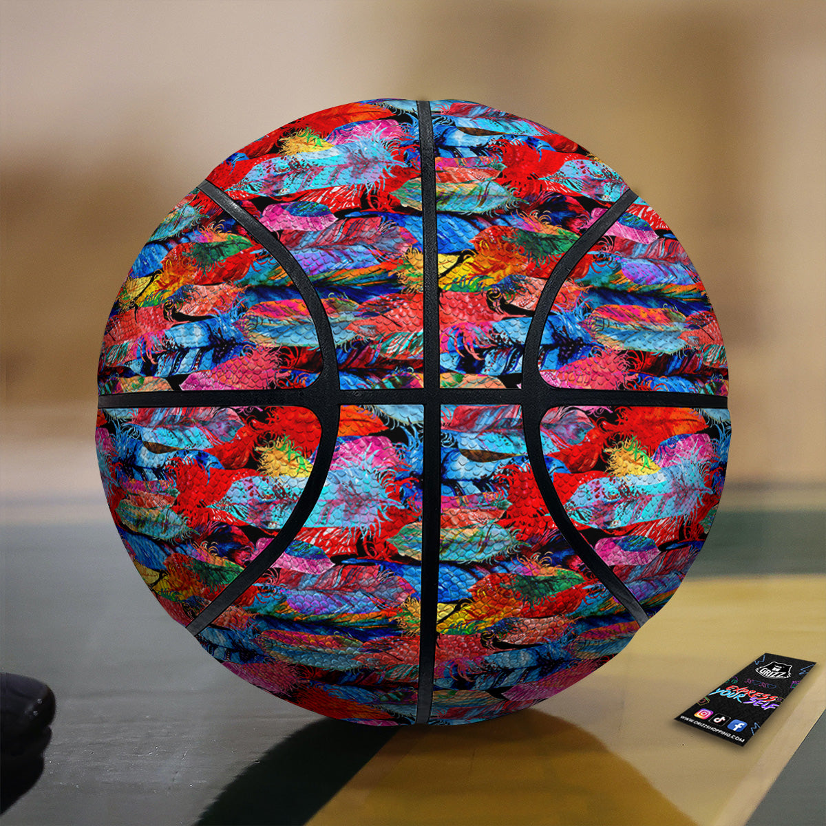 Abstract Feather Watercolor Boho Print Pattern Basketball