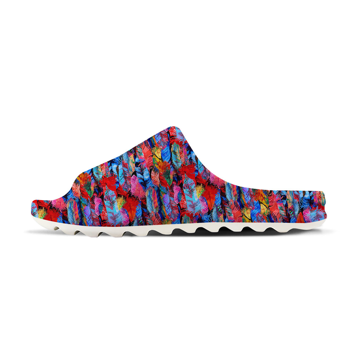 Abstract Feather Watercolor Boho Print Pattern Sandals-grizzshop