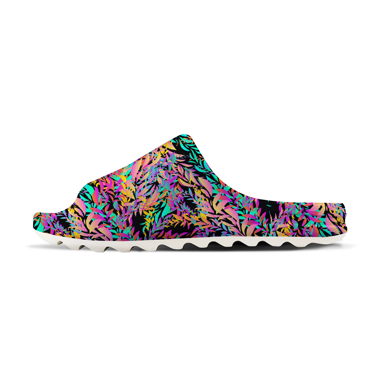 Abstract Leaf Neon Print Pattern Sandals-grizzshop