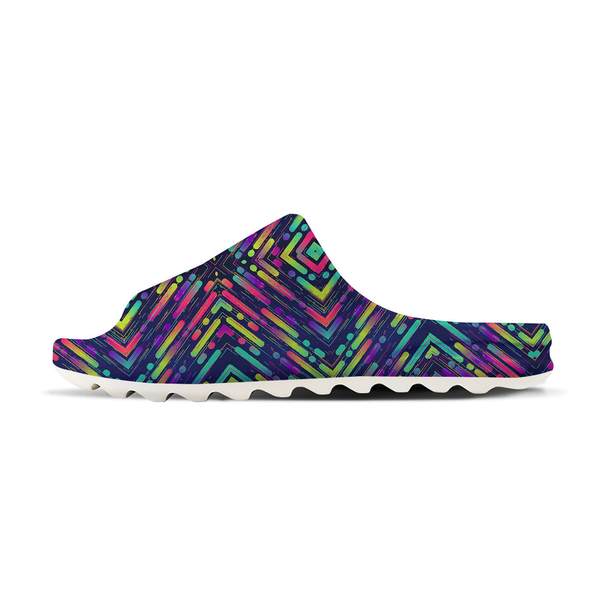 Abstract Neon Colorful Stripes Print Pattern Sandals-grizzshop