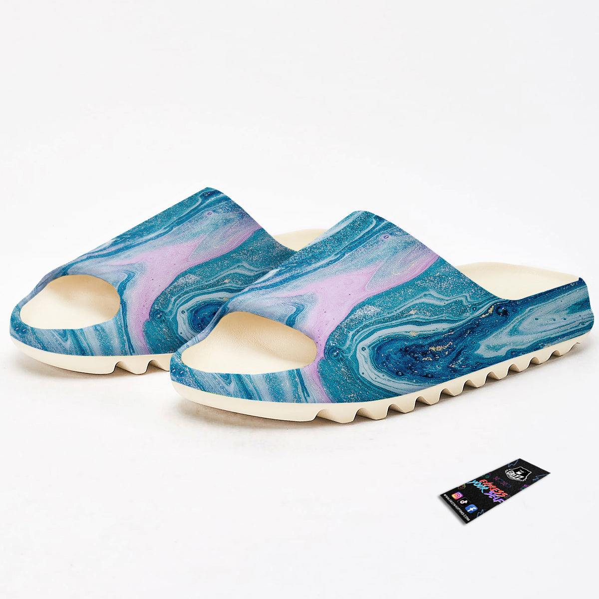 Abstract Ocean Marble Pink Blue Print Sandals-grizzshop