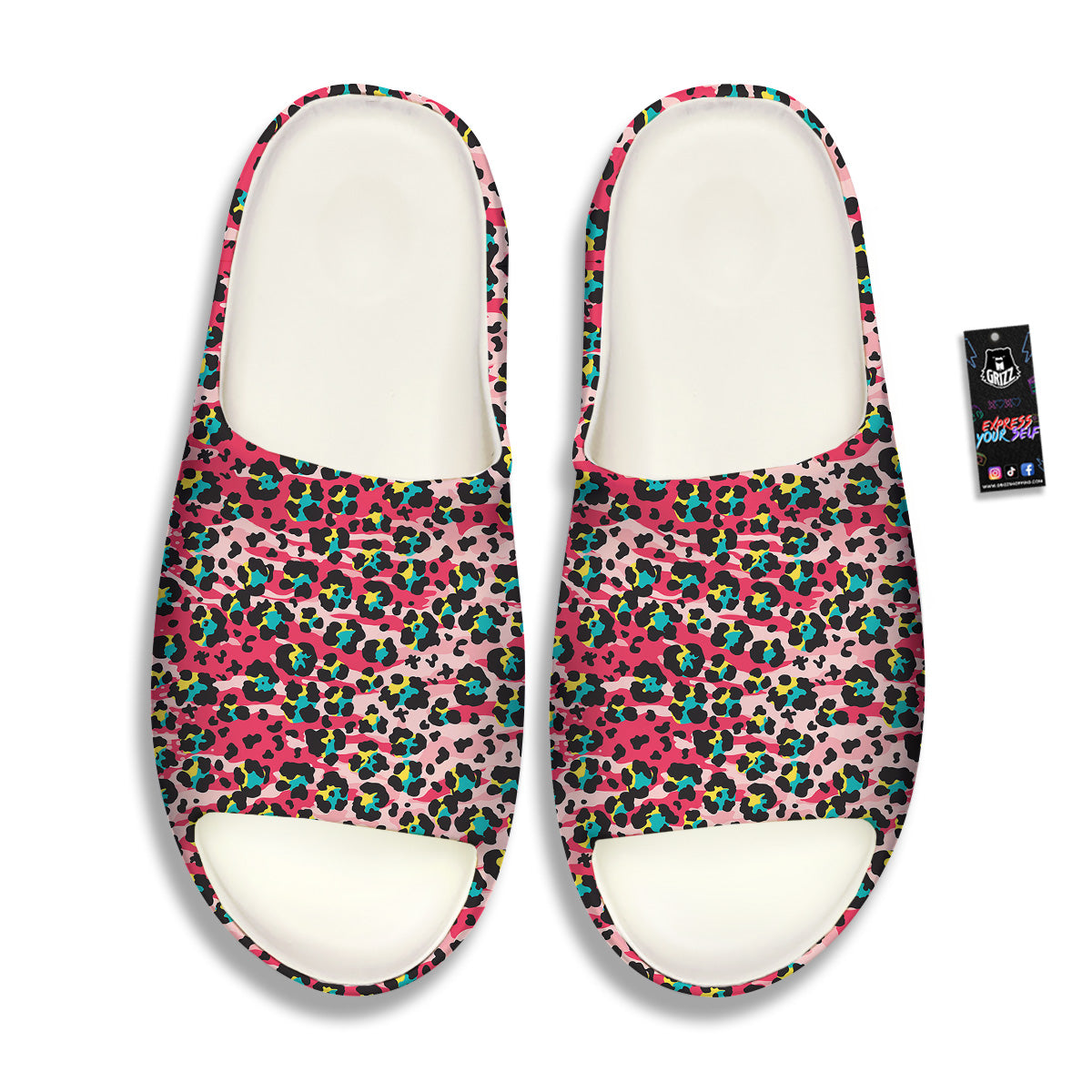 Abstract Pink Leopard Skin Print Pattern Sandals-grizzshop