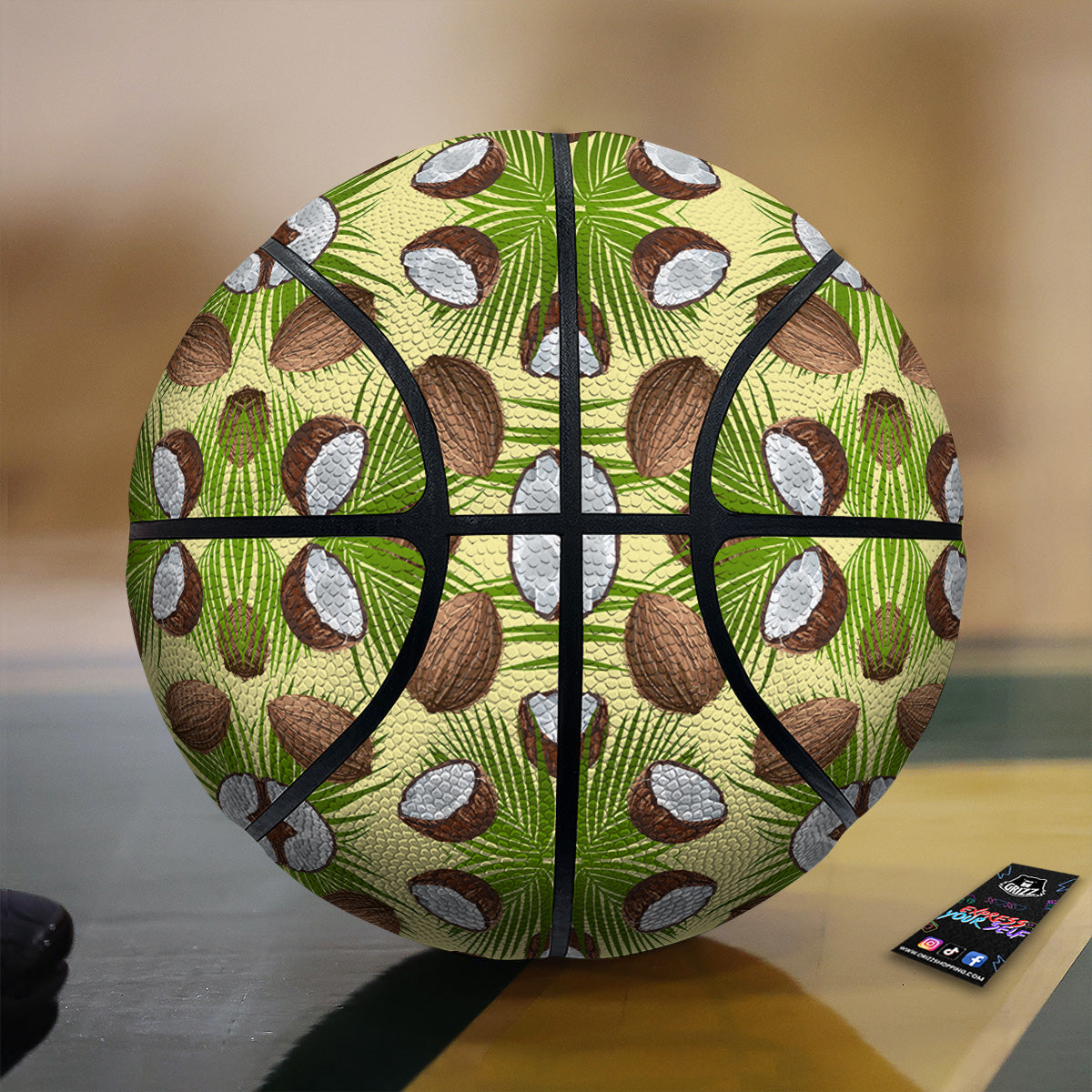 Abstract Tropical Coconut Print Pattern Basketball