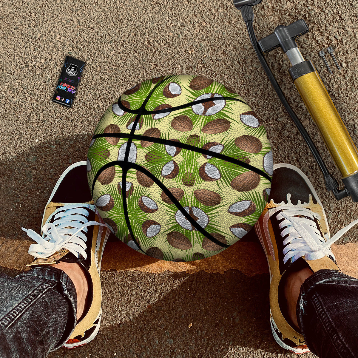 Abstract Tropical Coconut Print Pattern Basketball