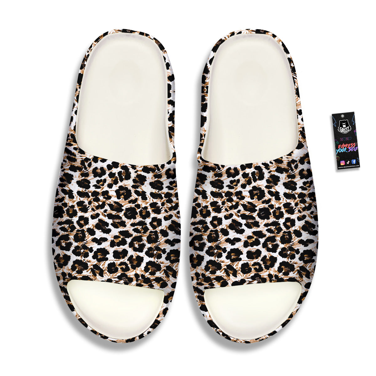 Abstract Watercolor Leopard Print Pattern Sandals-grizzshop