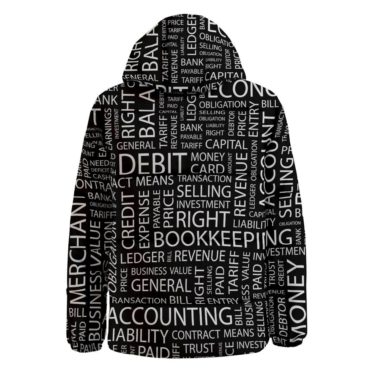 Accounting Word Print Down Jacket-grizzshop