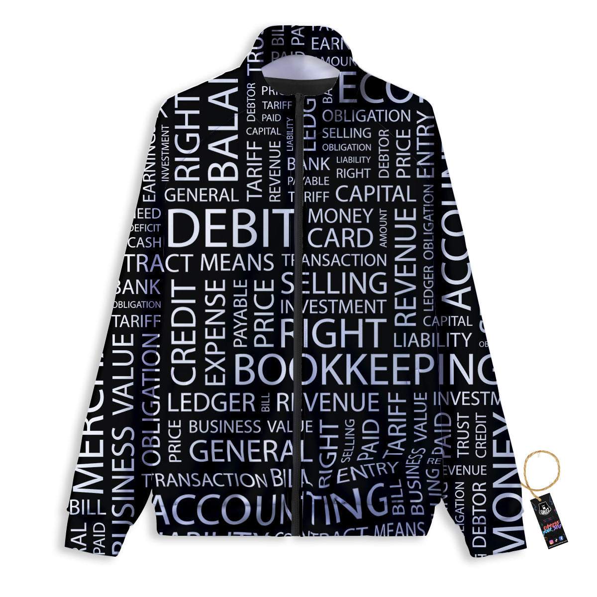 Accounting Word Print Track Jacket-grizzshop