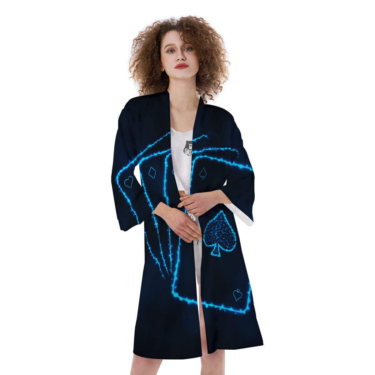Ace Card Blue Print Kimono-grizzshop