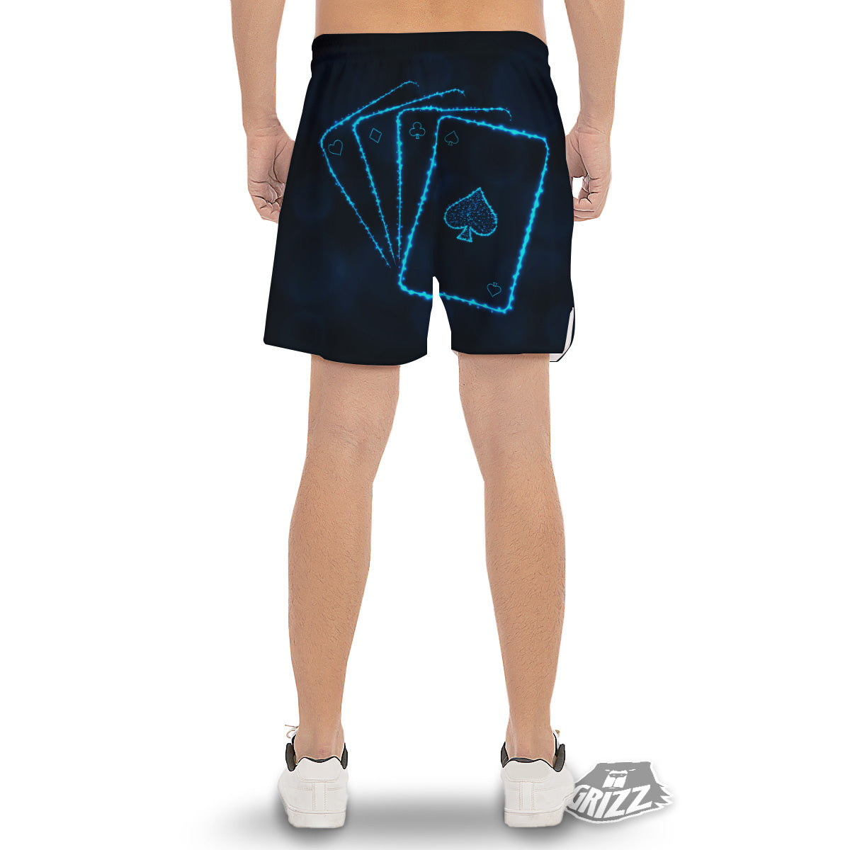 Ace Card Blue Print Men's Gym Shorts-grizzshop