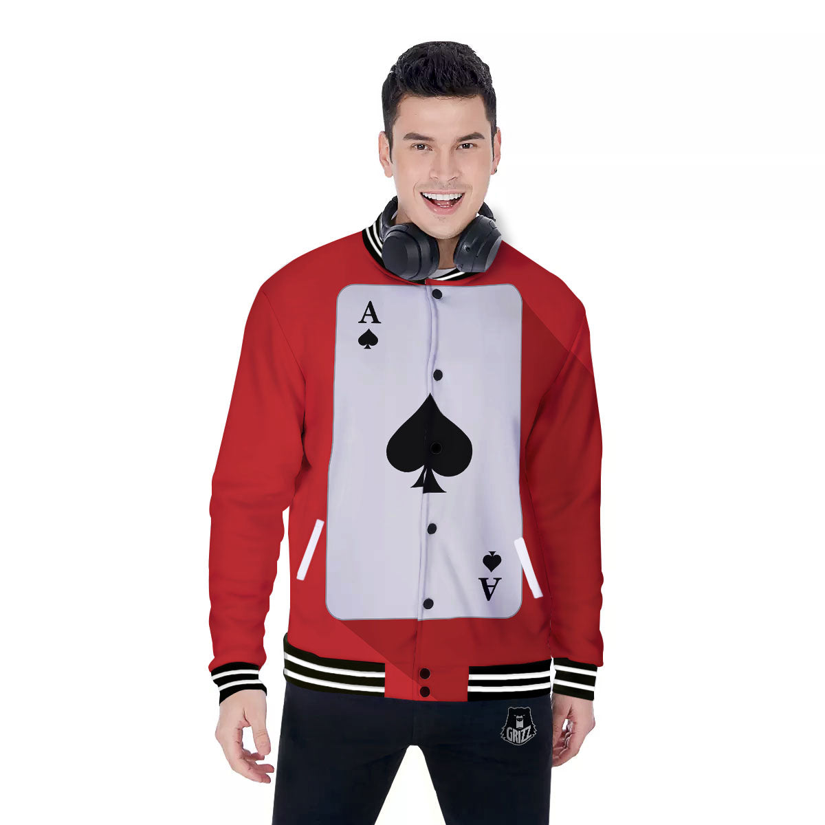 Ace Cards Print Baseball Jacket-grizzshop