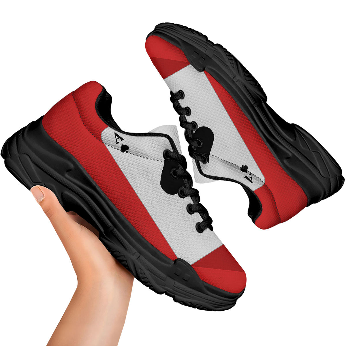Ace Cards Print Black Chunky Shoes-grizzshop