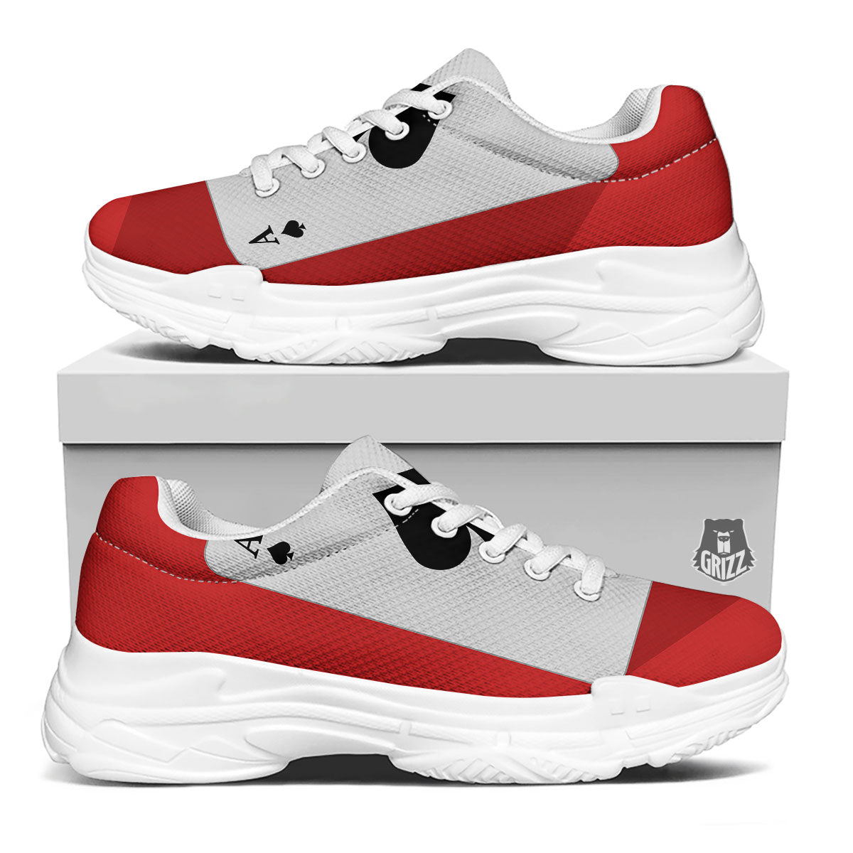 Ace Cards Print White Chunky Shoes-grizzshop