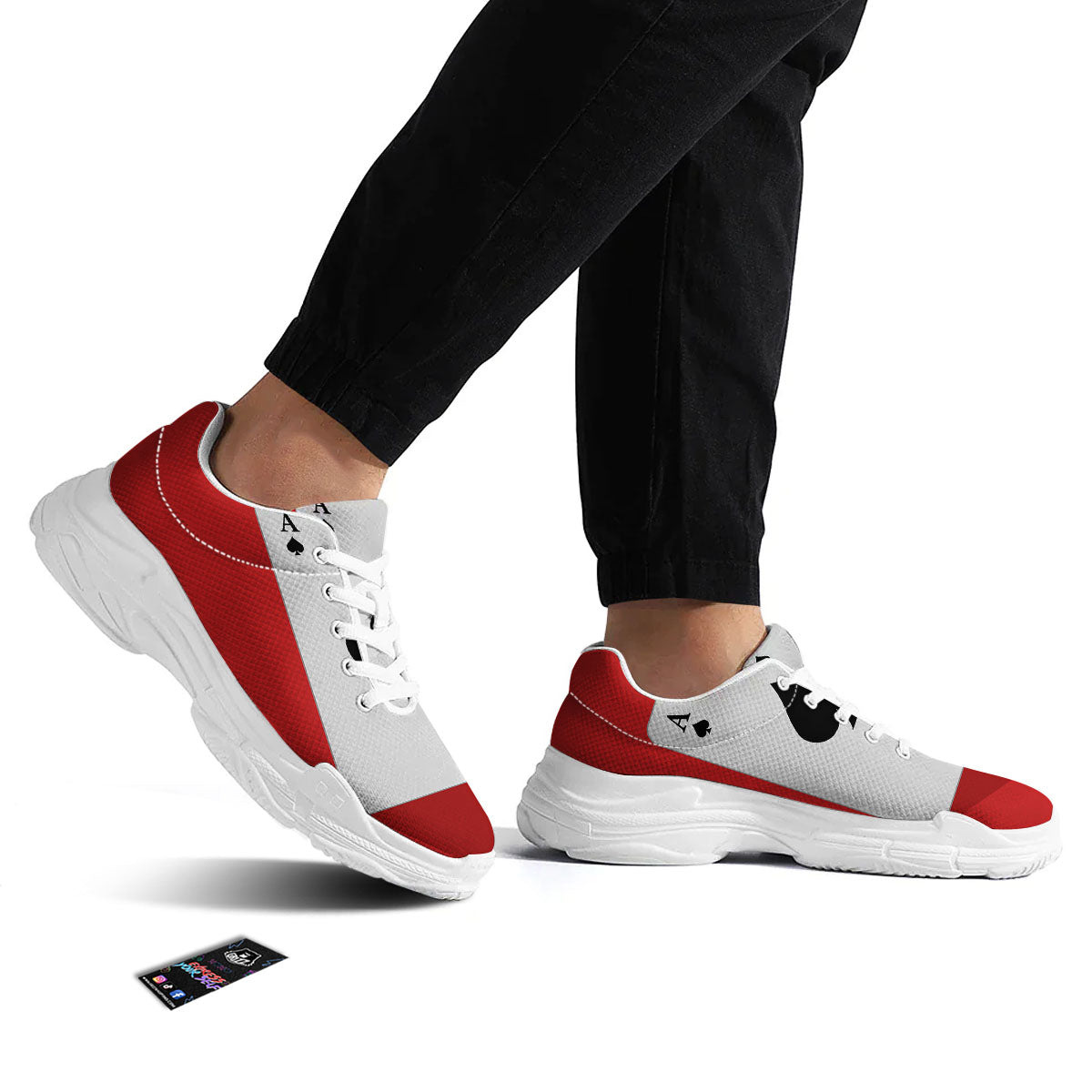 Ace Cards Print White Chunky Shoes-grizzshop