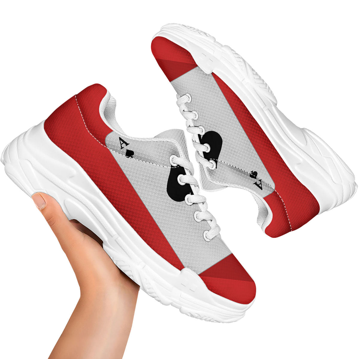 Ace Cards Print White Chunky Shoes-grizzshop