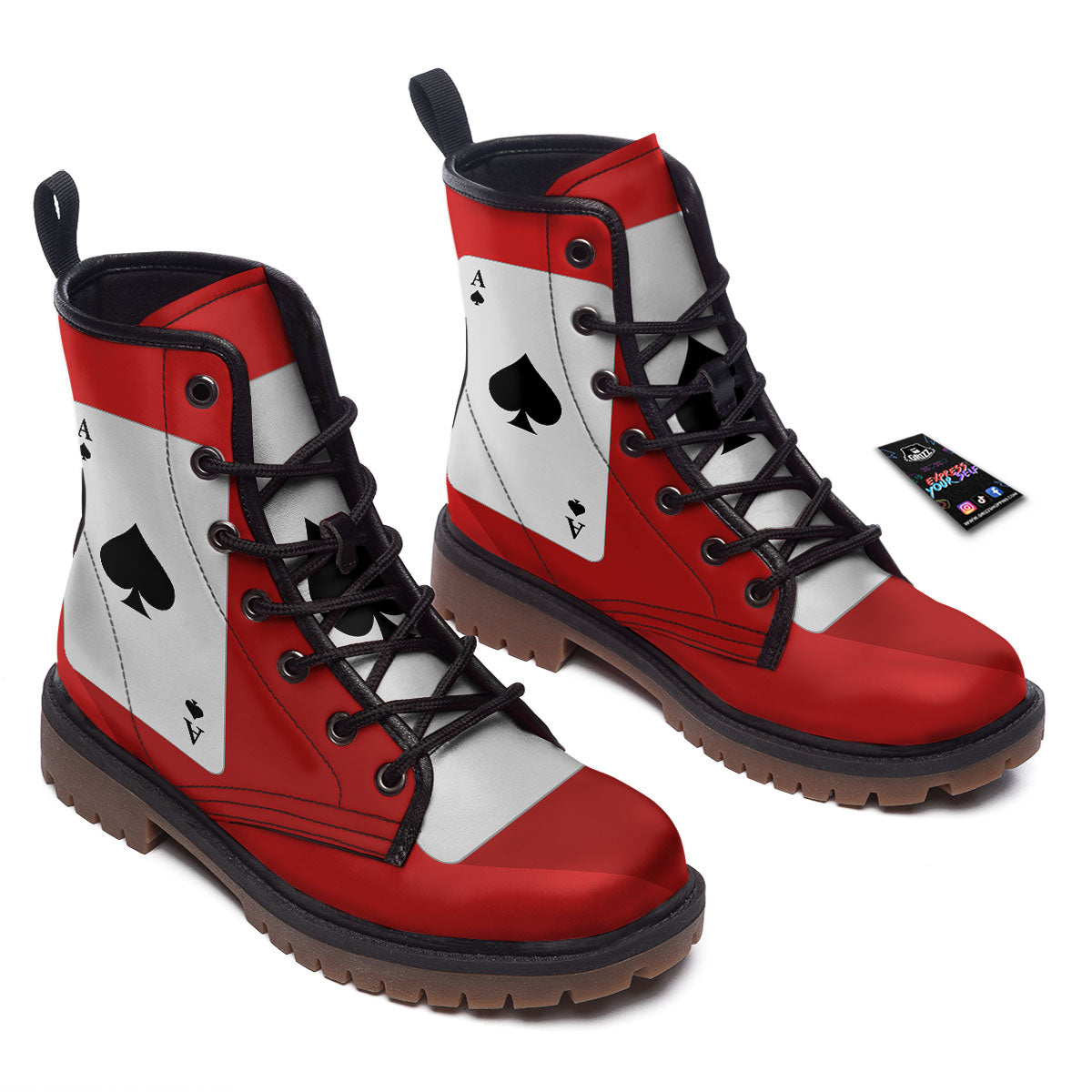 Ace Cards Print Work Boots-grizzshop