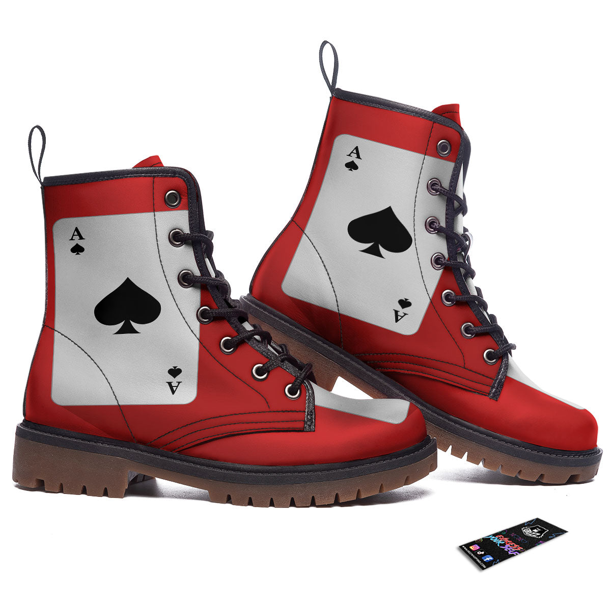 Ace Cards Print Work Boots-grizzshop