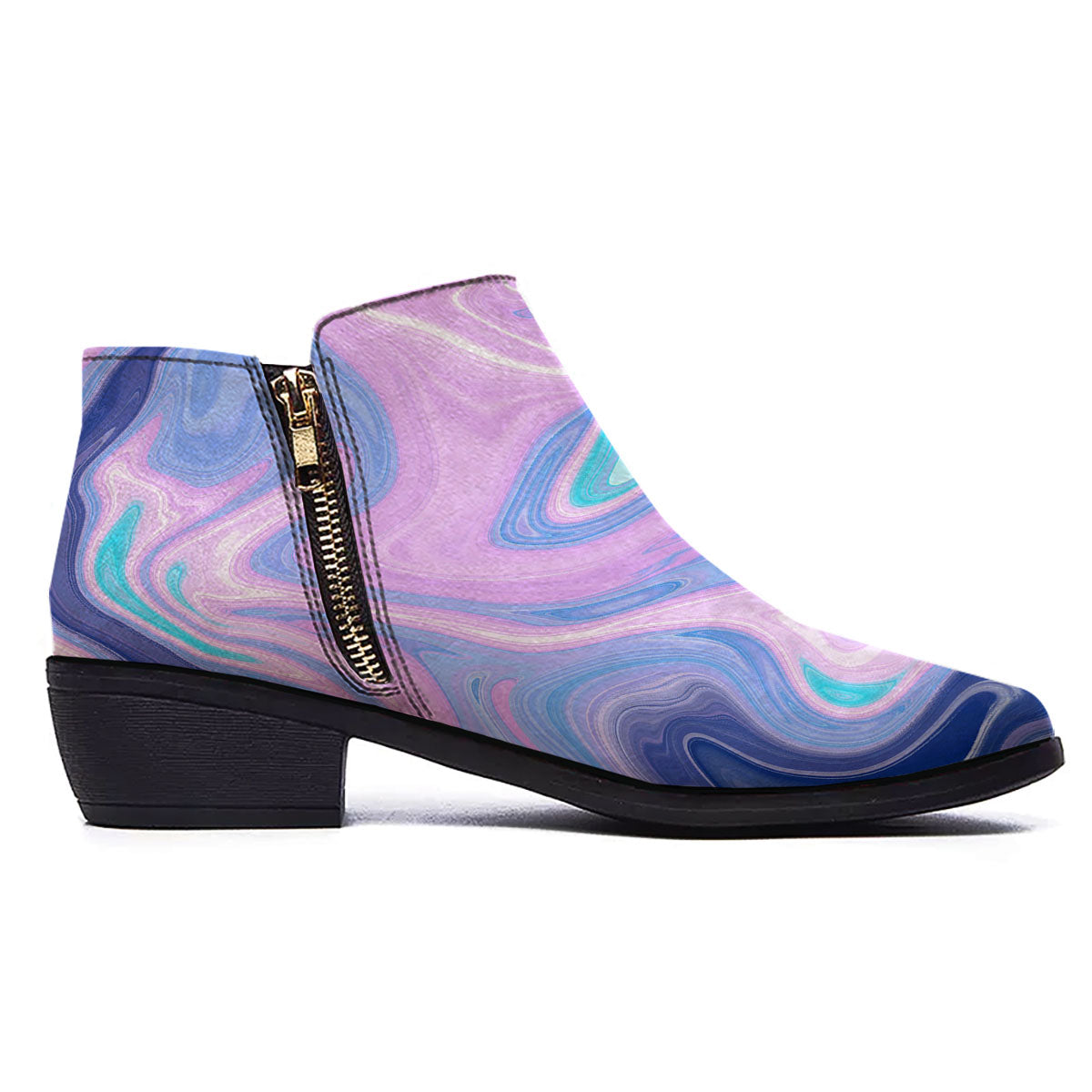 Acid Melt Blue And Pink Print Ankle Boots-grizzshop