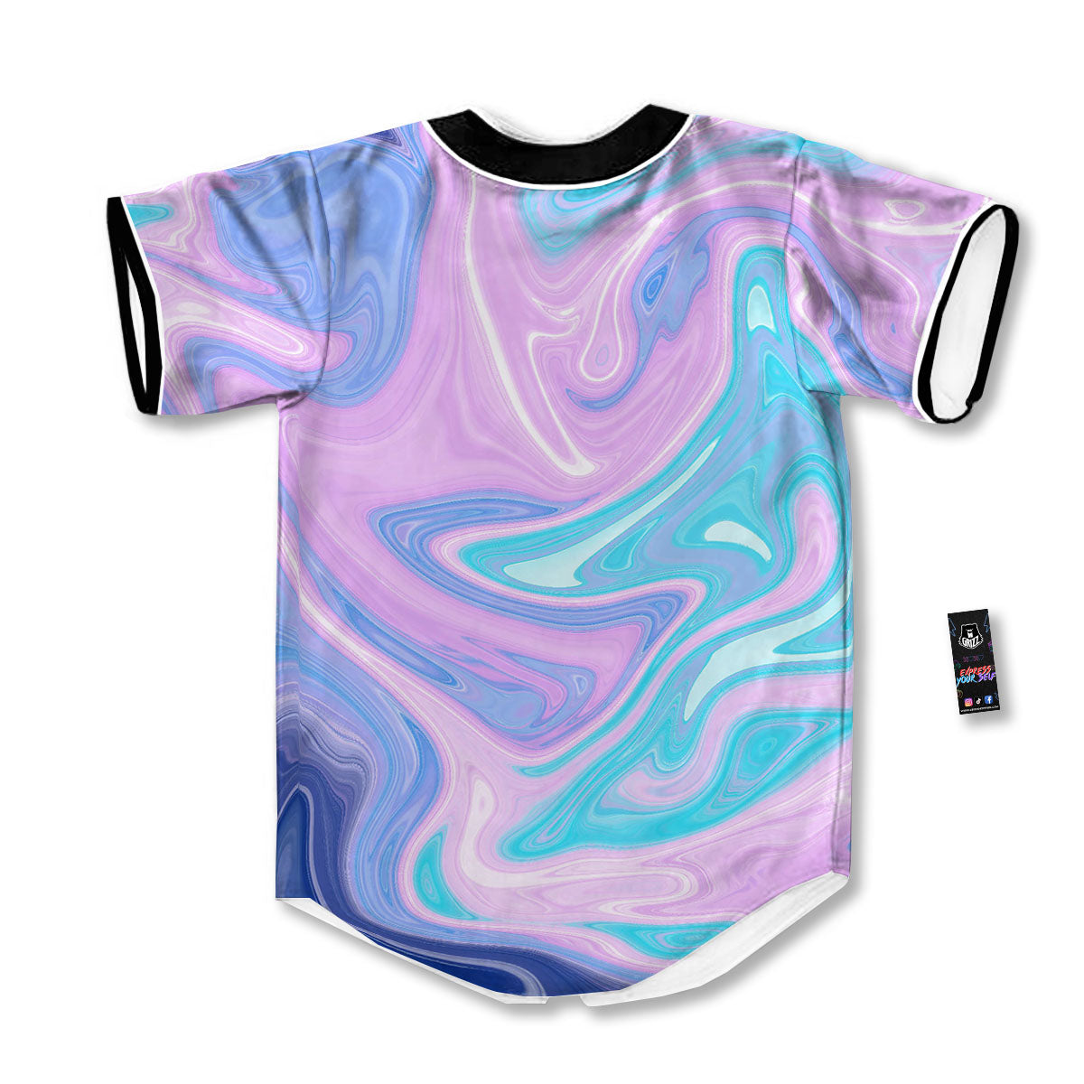 Acid Melt Blue And Pink Print Baseball Jersey-grizzshop