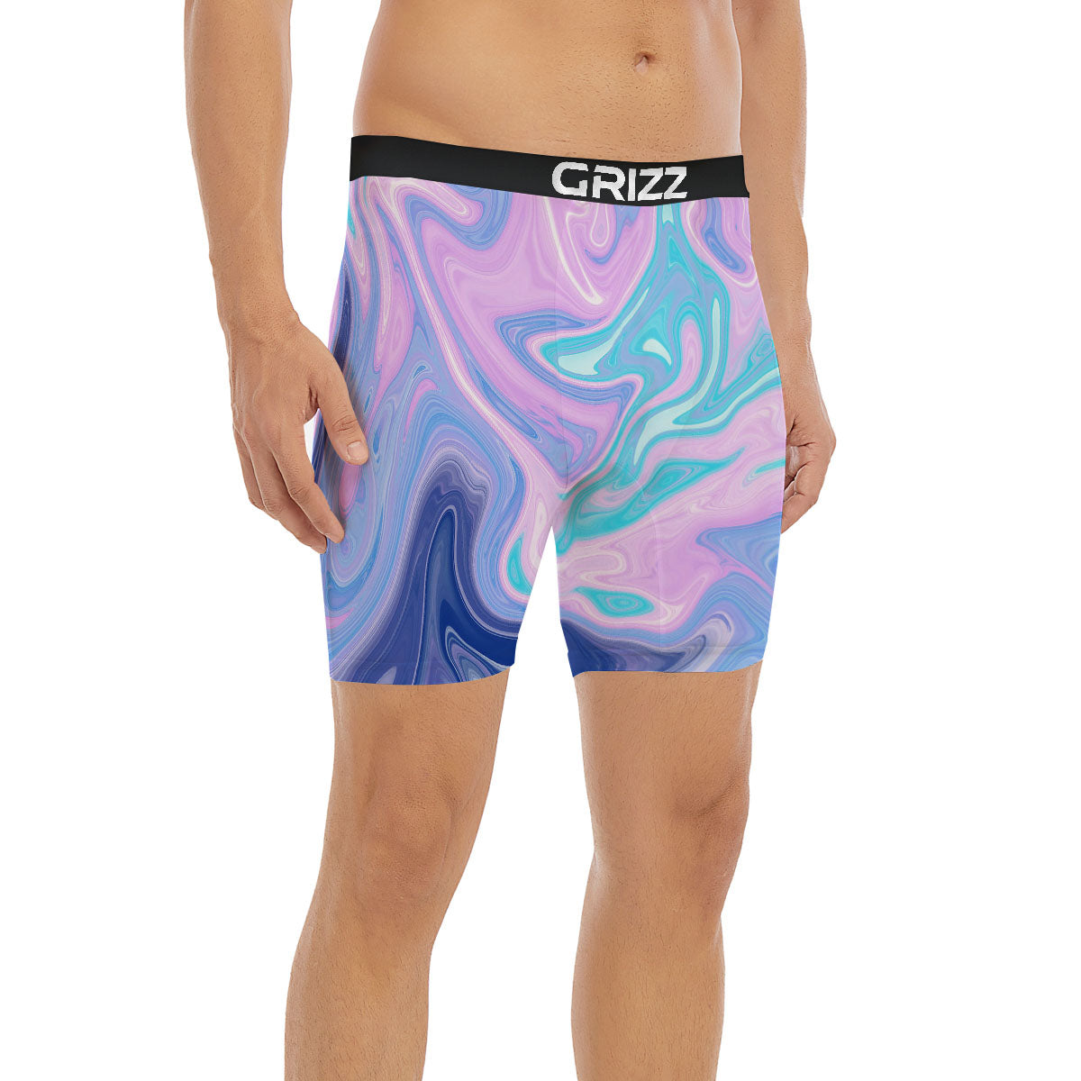 Acid Melt Blue And Pink Print Boxer Briefs-grizzshop