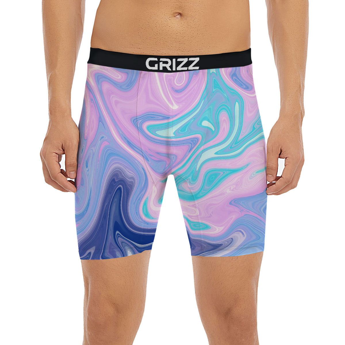 Acid Melt Blue And Pink Print Boxer Briefs-grizzshop