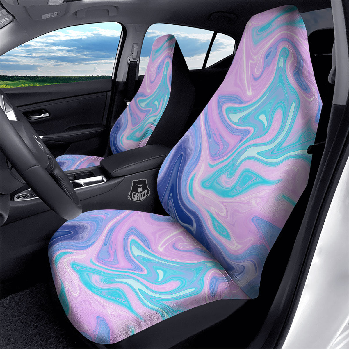 Acid Melt Blue And Pink Print Car Seat Covers-grizzshop