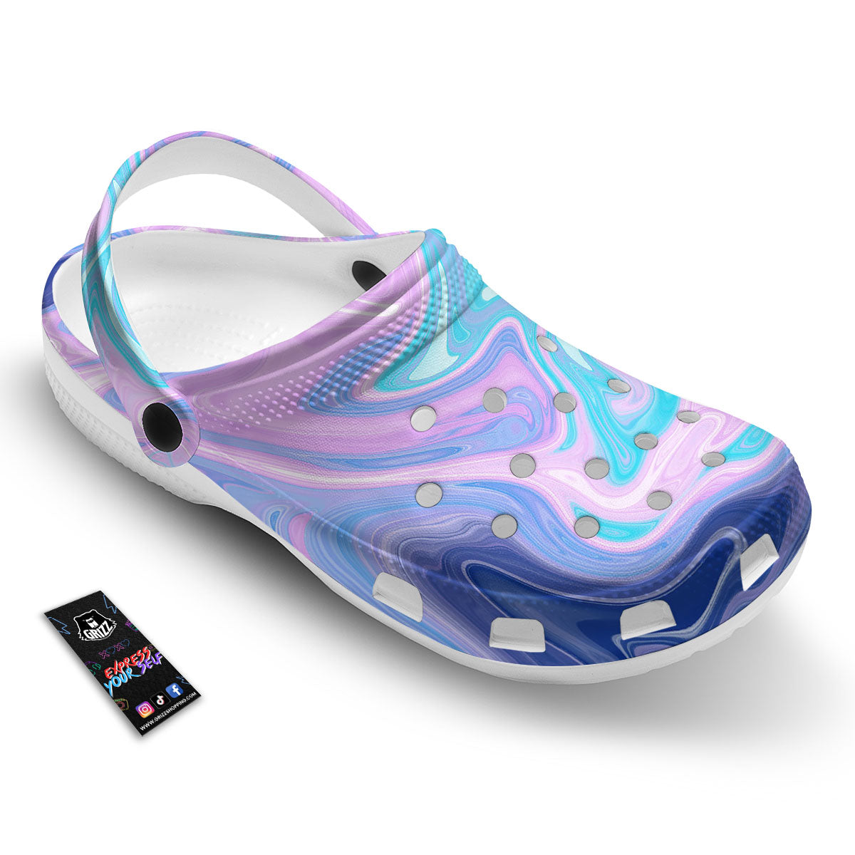 Acid Melt Blue And Pink Print Clog-grizzshop