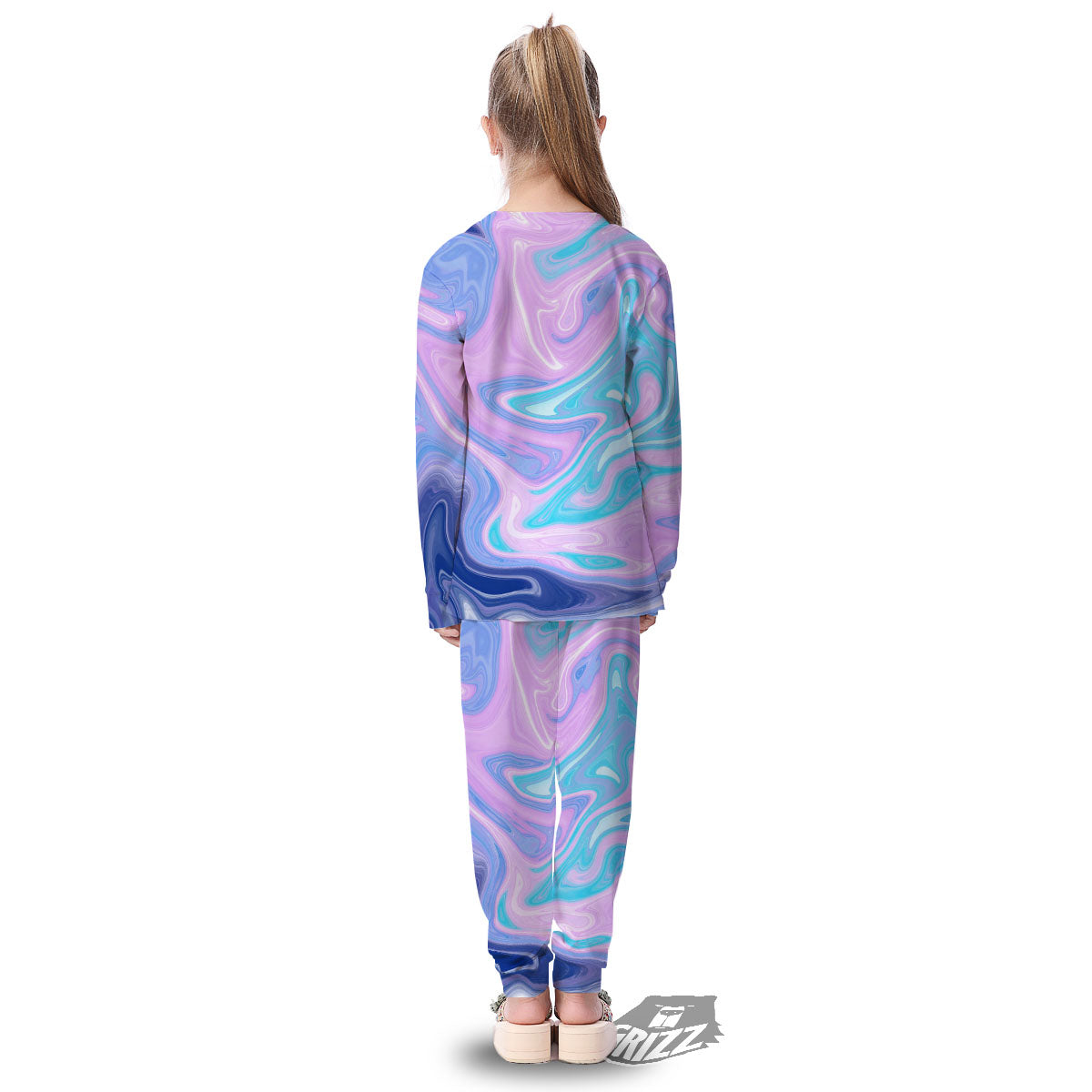 Acid Melt Blue And Pink Print Kid's Pajamas-grizzshop