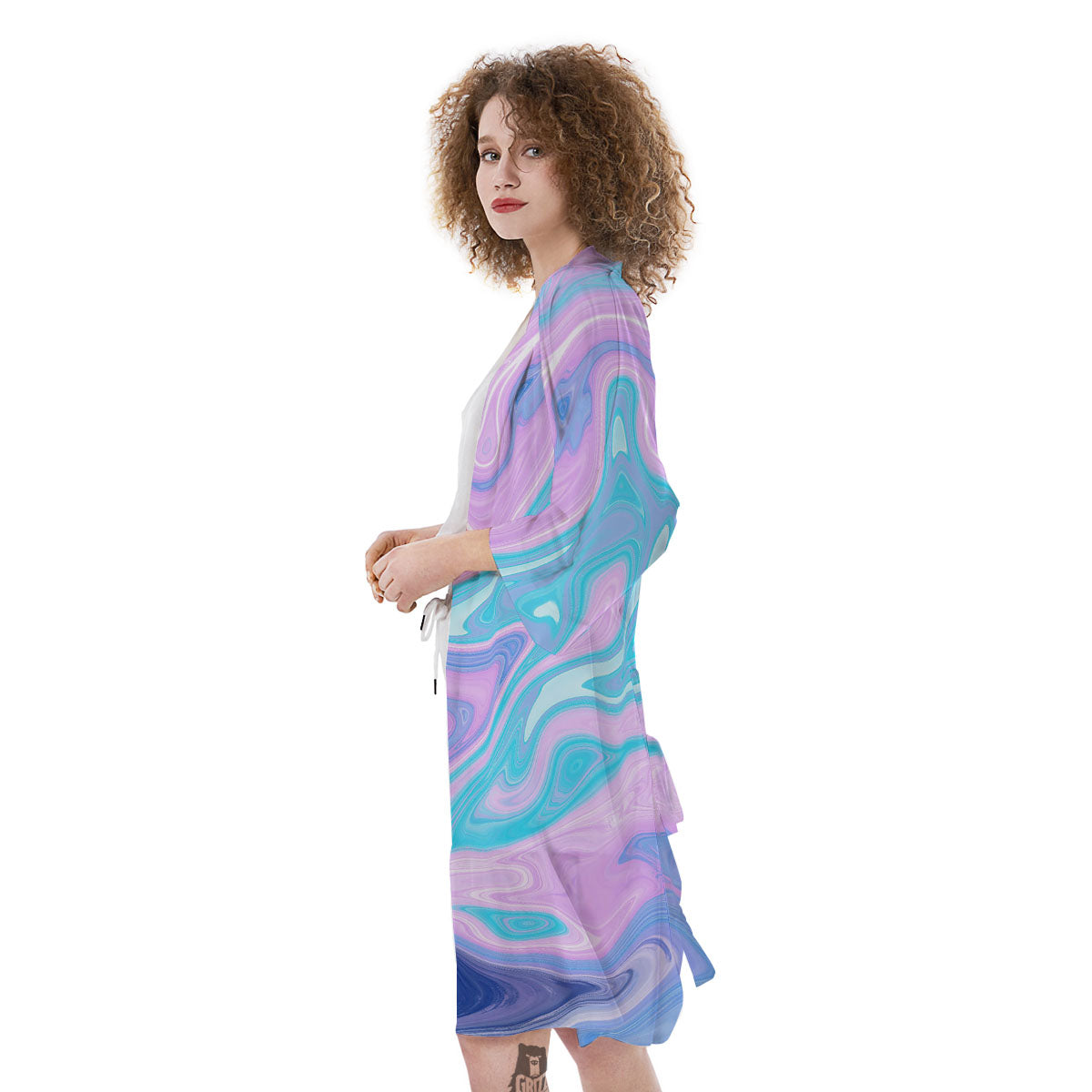 Acid Melt Blue And Pink Print Kimono-grizzshop