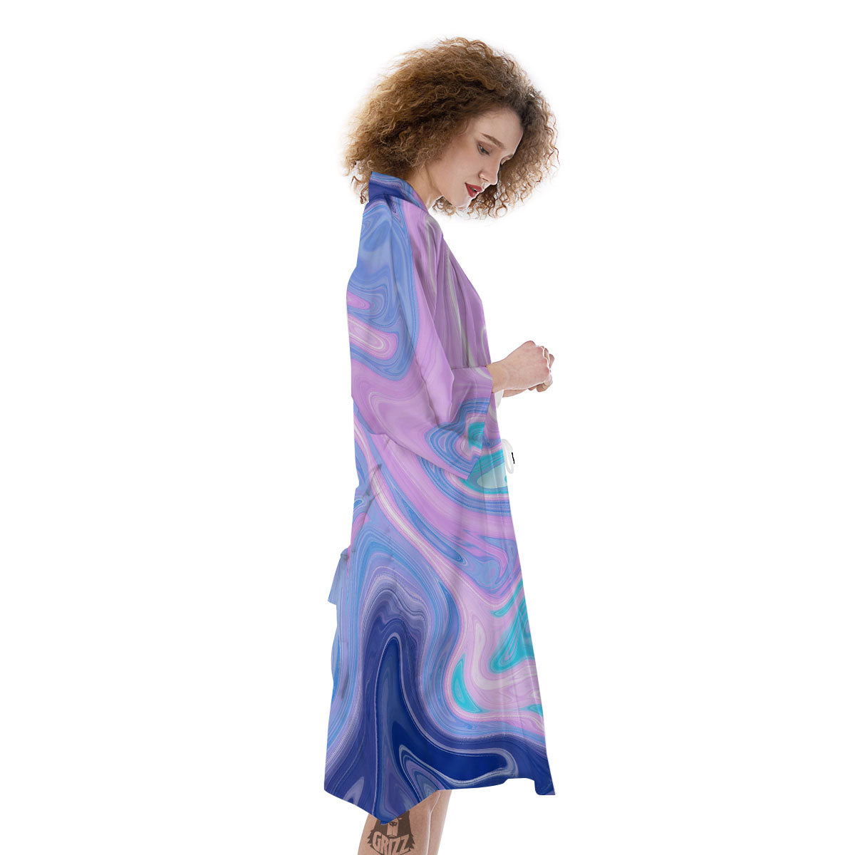 Acid Melt Blue And Pink Print Kimono-grizzshop