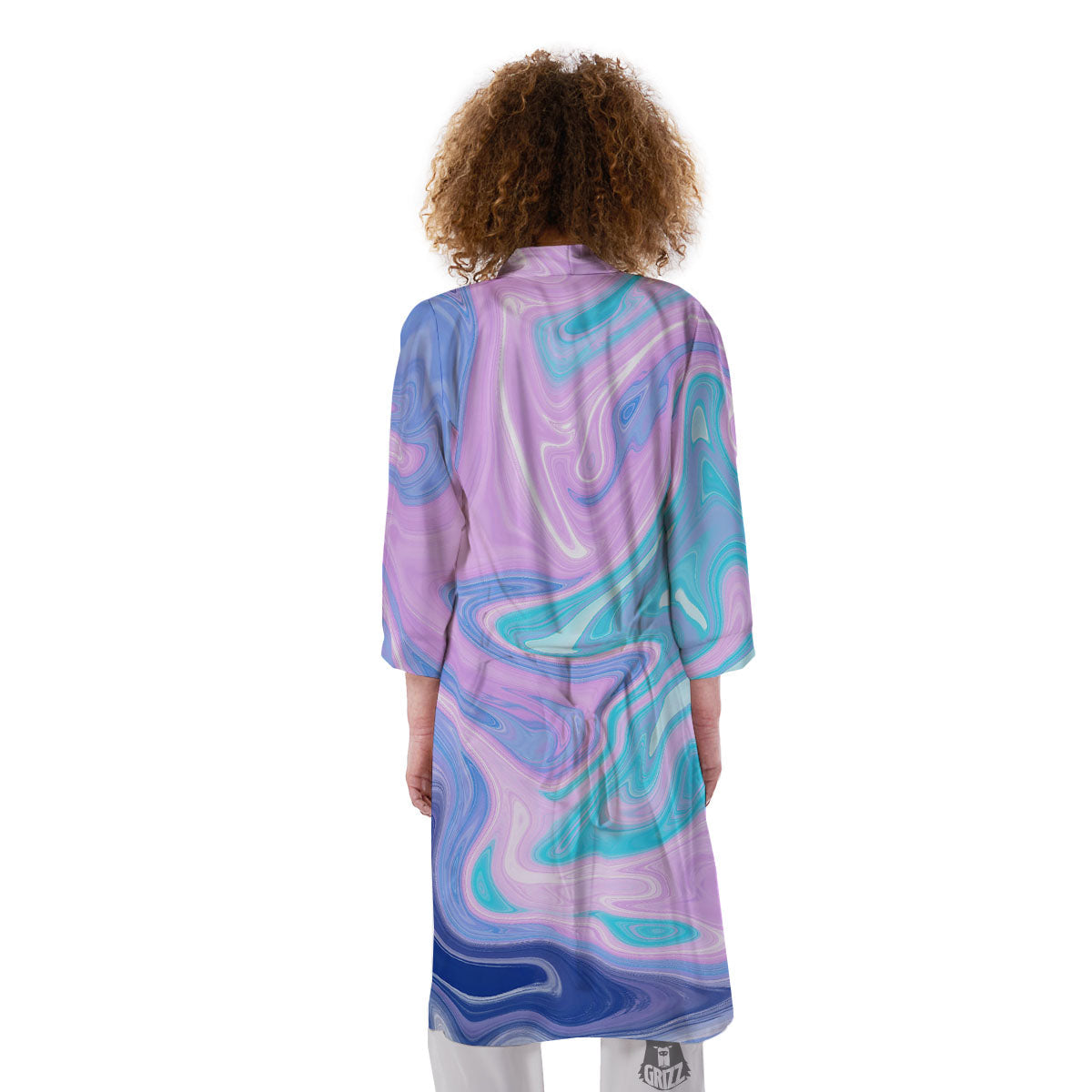 Acid Melt Blue And Pink Print Kimono-grizzshop