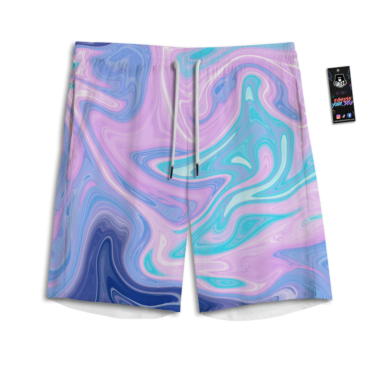 Acid Melt Blue And Pink Print Men's Athletic Shorts