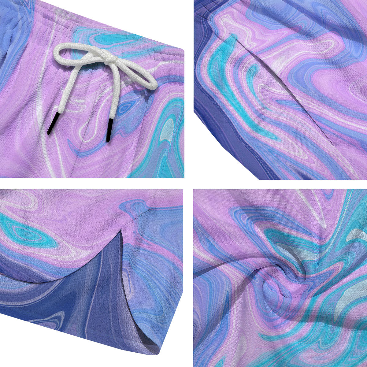Acid Melt Blue And Pink Print Men's Running Shorts-grizzshop