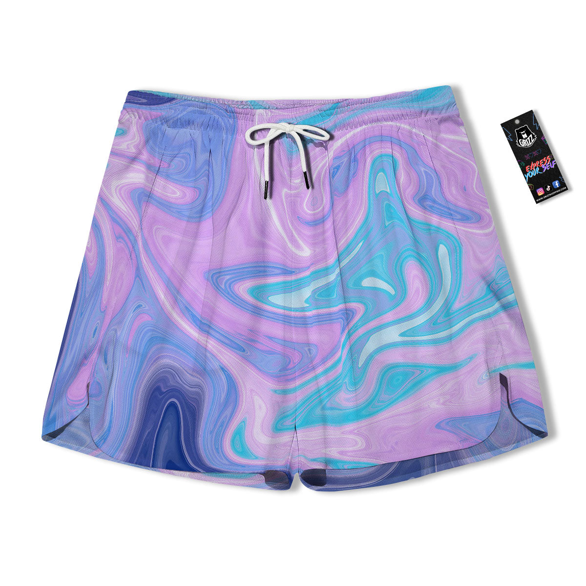 Acid Melt Blue And Pink Print Men's Running Shorts-grizzshop